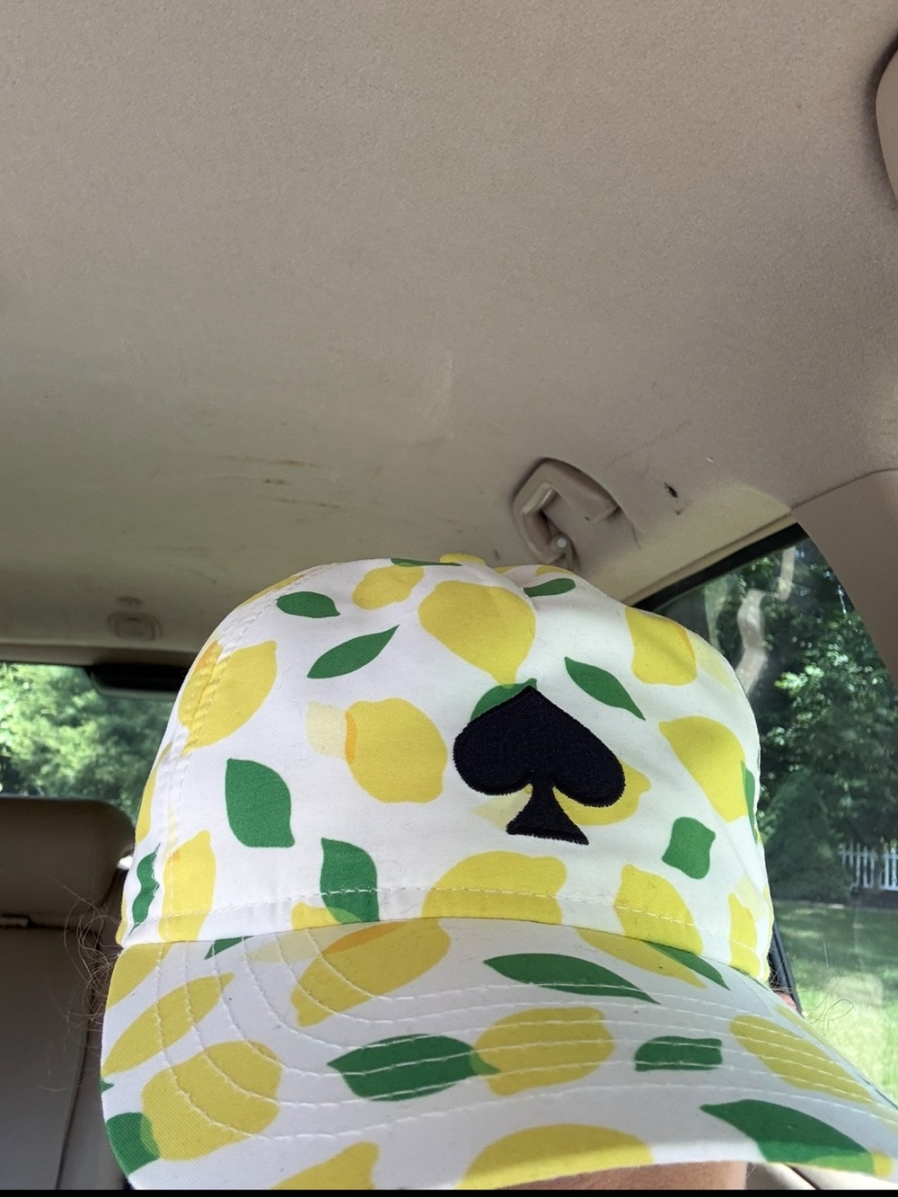 Kate Spade Lemon Print Cap with Black Spade Logo - Picture 5 of 5